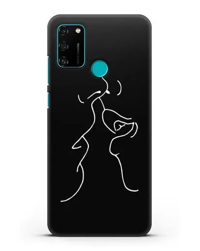 Чехол с рисунком одной линией Поцелуй силиконовый для Honor 9A