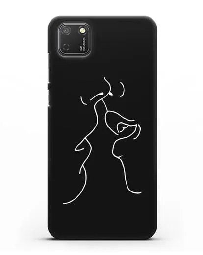 Чехол с рисунком одной линией Поцелуй силиконовый для Honor 9S