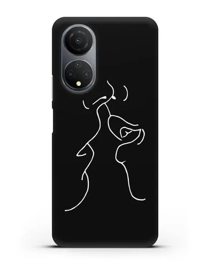 Чехол с рисунком одной линией Поцелуй силиконовый для Honor X7