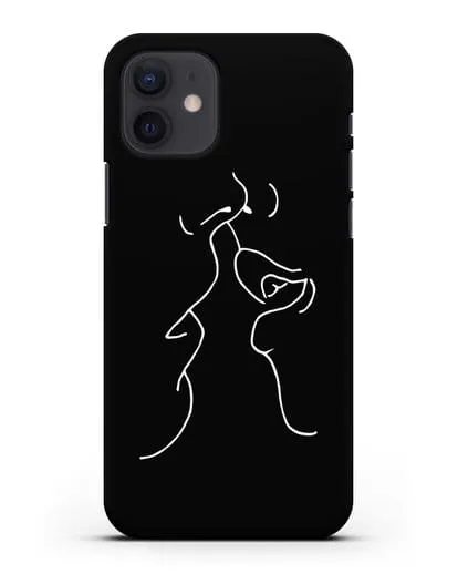 Чехол с рисунком одной линией Поцелуй силиконовый для iPhone 12