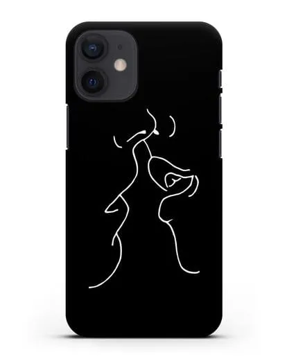 Чехол с рисунком одной линией Поцелуй силиконовый для iPhone 12 mini
