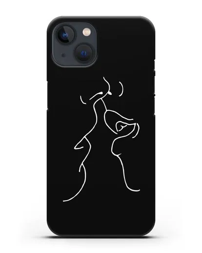 Чехол с рисунком одной линией Поцелуй силиконовый для iPhone 13