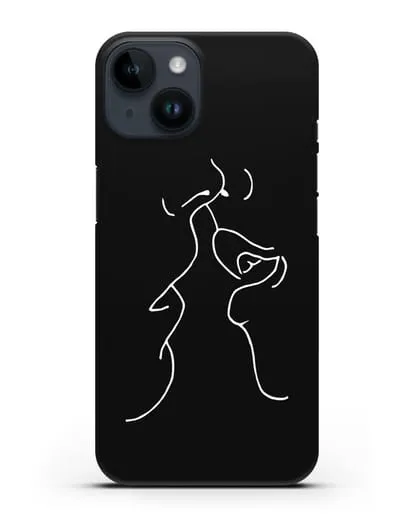 Чехол с рисунком одной линией Поцелуй силиконовый для iPhone 14