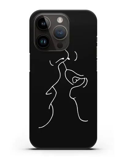 Чехол с рисунком одной линией Поцелуй силиконовый для iPhone 14 Pro