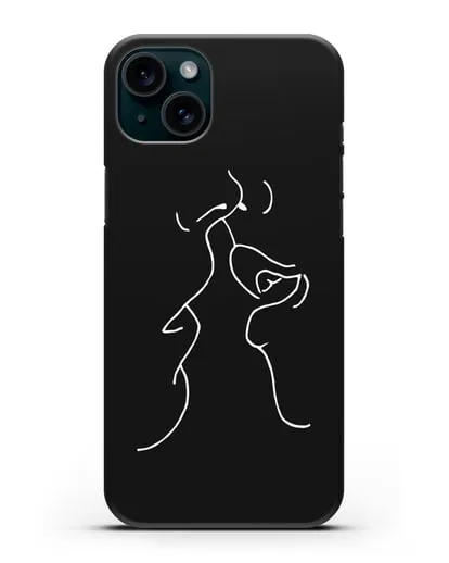 Чехол с рисунком одной линией Поцелуй силиконовый для iPhone 15 Plus