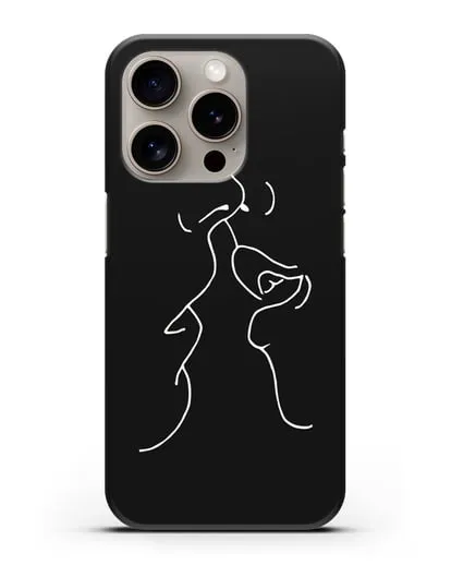 Чехол с рисунком одной линией Поцелуй силиконовый для iPhone 15 Pro
