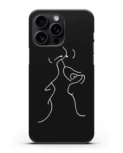 Чехол с рисунком одной линией Поцелуй силиконовый для iPhone 15 Pro Max