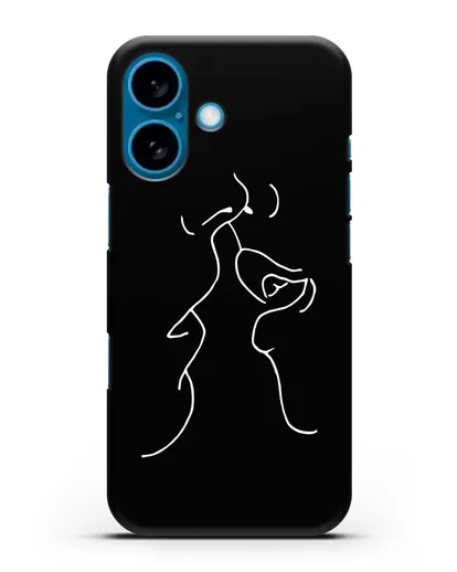 Чехол с рисунком одной линией Поцелуй силиконовый для iPhone 16