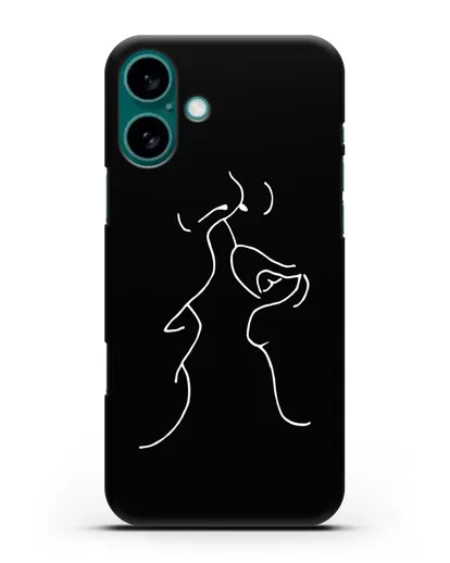 Чехол с рисунком одной линией Поцелуй силиконовый для iPhone 16 Plus