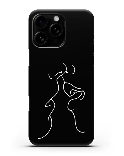 Чехол с рисунком одной линией Поцелуй силиконовый для iPhone 16 Pro Max