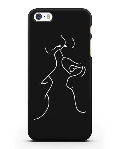 Чехол с рисунком одной линией Поцелуй силиконовый для iPhone 5/5s/SE