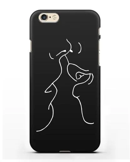 Чехол с рисунком одной линией Поцелуй силиконовый для iPhone 6