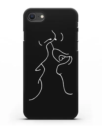 Чехол с рисунком одной линией Поцелуй силиконовый для iPhone SE 2020