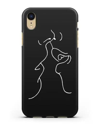Чехол с рисунком одной линией Поцелуй силиконовый для iPhone XR