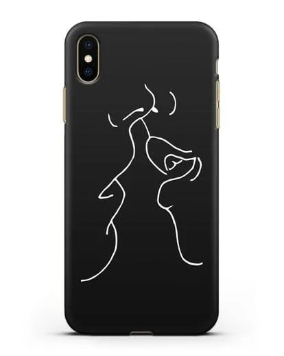 Чехол с рисунком одной линией Поцелуй силиконовый для iPhone XS Max