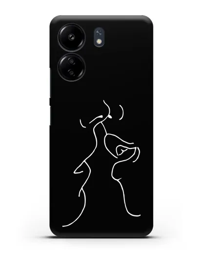 Чехол с рисунком одной линией Поцелуй силиконовый для Xiaomi Poco C65