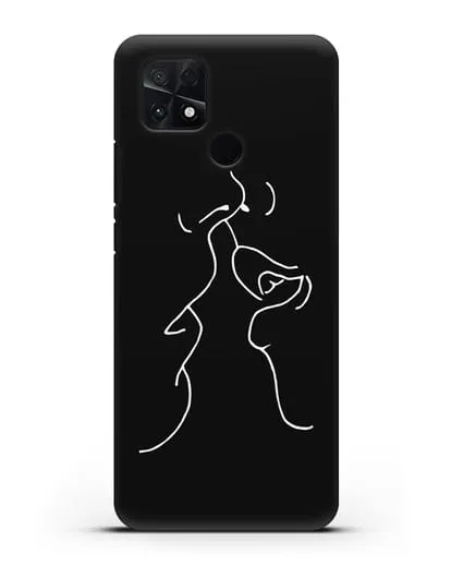 Чехол с рисунком одной линией Поцелуй силиконовый для Xiaomi Poco C40