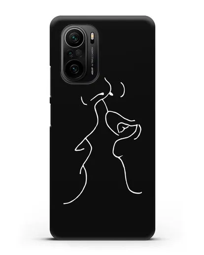 Чехол с рисунком одной линией Поцелуй силиконовый для Xiaomi Poco F3 Pro