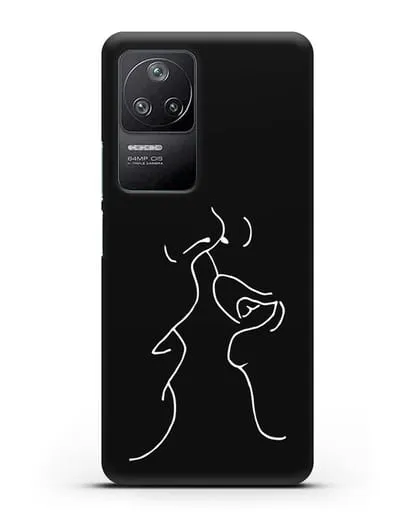 Чехол с рисунком одной линией Поцелуй силиконовый для Xiaomi Poco F4