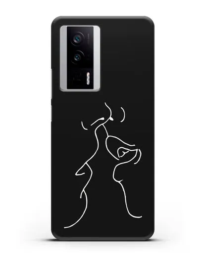 Чехол с рисунком одной линией Поцелуй силиконовый для Xiaomi Poco F5 Pro