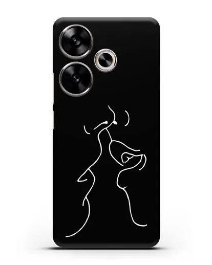 Чехол с рисунком одной линией Поцелуй силиконовый для Xiaomi Poco F6