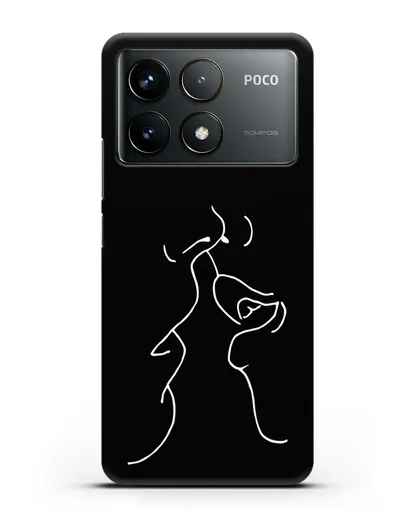 Чехол с рисунком одной линией Поцелуй силиконовый для Xiaomi Poco F6 Pro