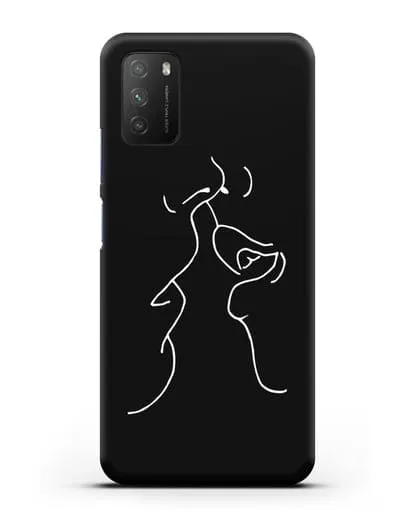 Чехол с рисунком одной линией Поцелуй силиконовый для Xiaomi Poco M3