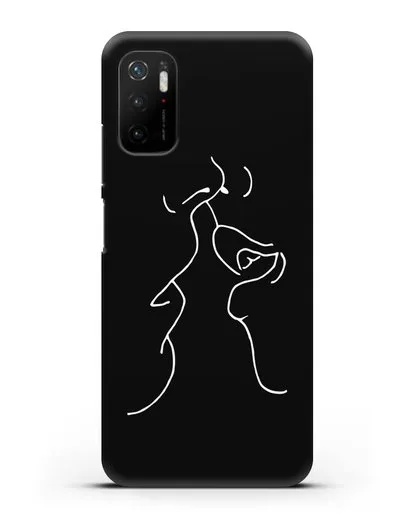 Чехол с рисунком одной линией Поцелуй силиконовый для Xiaomi Poco M3 Pro