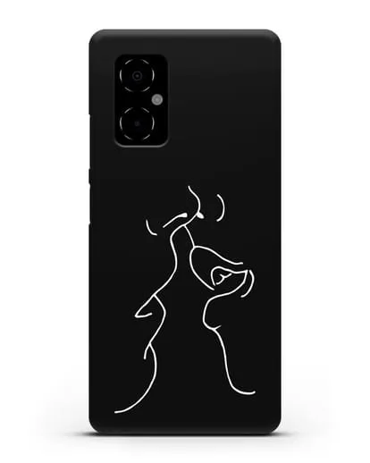 Чехол с рисунком одной линией Поцелуй силиконовый для Xiaomi Poco M4 5G