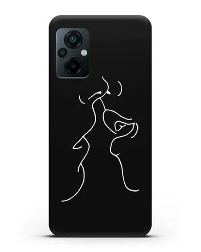 Чехол с рисунком одной линией Поцелуй силиконовый для Xiaomi Poco M5