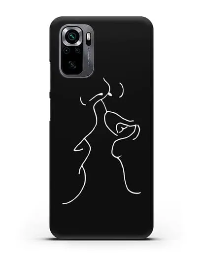 Чехол с рисунком одной линией Поцелуй силиконовый для Xiaomi Poco M5s