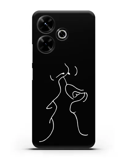 Чехол с рисунком одной линией Поцелуй силиконовый для Xiaomi Poco M6