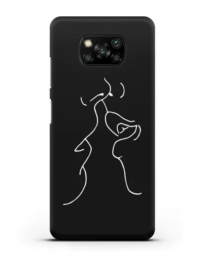 Чехол с рисунком одной линией Поцелуй силиконовый для Xiaomi Poco X3