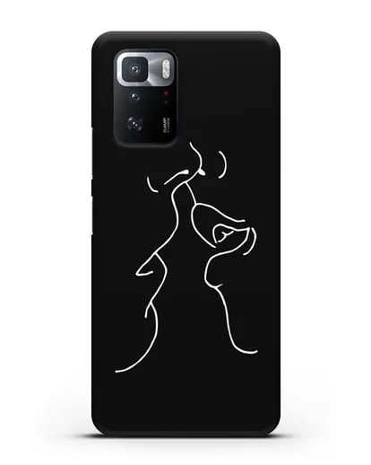 Чехол с рисунком одной линией Поцелуй силиконовый для Xiaomi Poco X3 GT