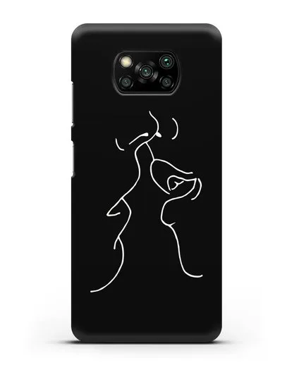 Чехол с рисунком одной линией Поцелуй силиконовый для Xiaomi Poco X3 Pro
