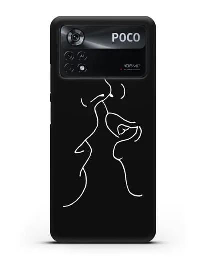 Чехол с рисунком одной линией Поцелуй силиконовый для Xiaomi Poco X4 Pro