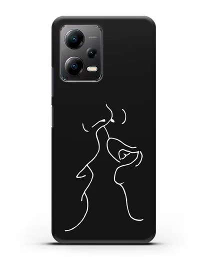 Чехол с рисунком одной линией Поцелуй силиконовый для Xiaomi Poco X5