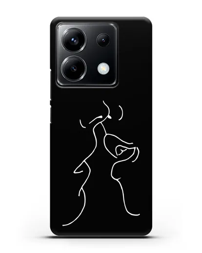 Чехол с рисунком одной линией Поцелуй силиконовый для Xiaomi Poco X6
