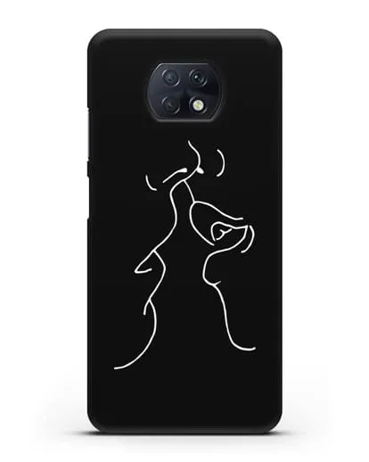 Чехол с рисунком одной линией Поцелуй силиконовый для Xiaomi Redmi Note 9T