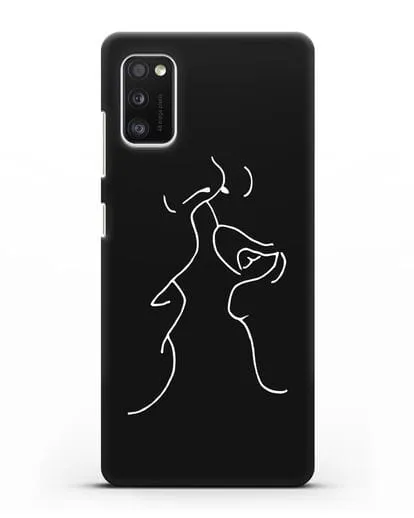 Чехол с рисунком одной линией Поцелуй силиконовый для Samsung Galaxy A41 [SM-A415F]