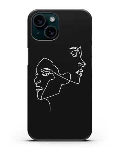 Чехол с рисунком одной линией Девушки силиконовый для iPhone 15