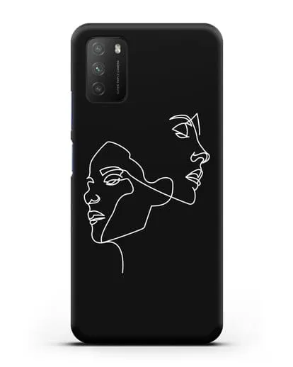 Чехол с рисунком одной линией Девушки силиконовый для Xiaomi Poco M3