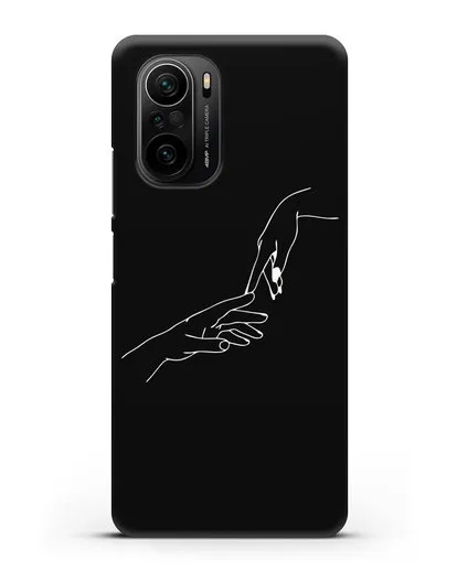 Чехол с рисунком одной линией Касание двух рук силиконовый для Xiaomi Poco F3
