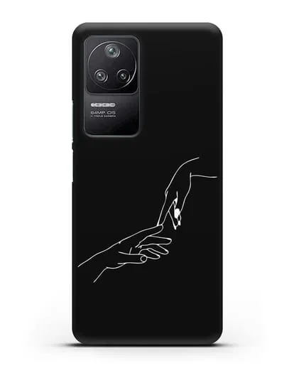 Чехол с рисунком одной линией Касание двух рук силиконовый для Xiaomi Poco F4