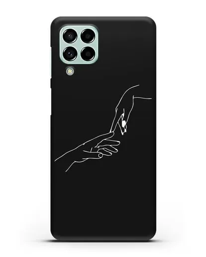 Чехол с рисунком одной линией Касание двух рук силиконовый для Samsung Galaxy M53 [SM-M536]