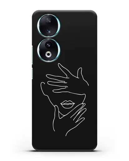 Чехол с рисунком одной линией Лицо девушки силиконовый для Honor 90