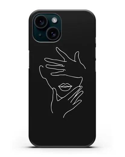 Чехол с рисунком одной линией Лицо девушки силиконовый для iPhone 15