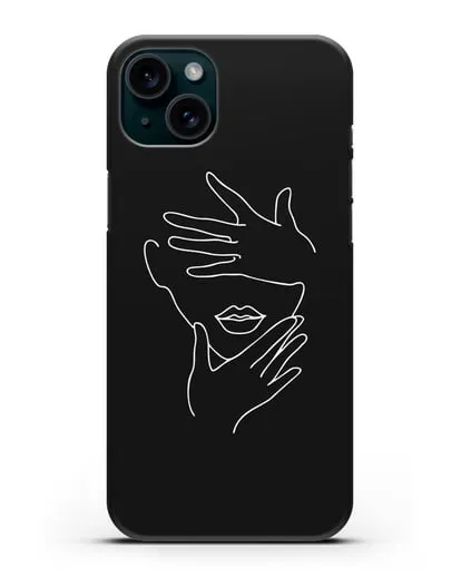 Чехол с рисунком одной линией Лицо девушки силиконовый для iPhone 15 Plus