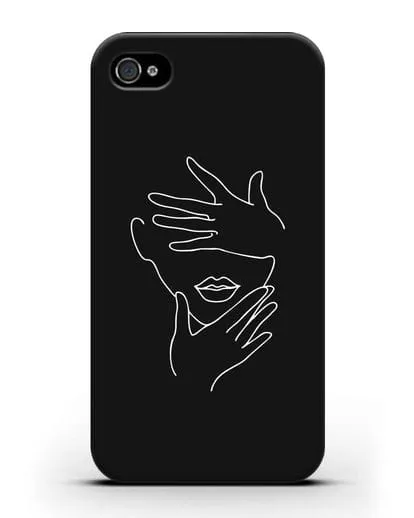 Чехол с рисунком одной линией Лицо девушки силиконовый для iPhone 4/4s