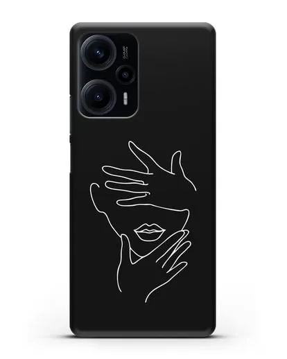 Чехол с рисунком одной линией Лицо девушки силиконовый для Xiaomi Poco F5